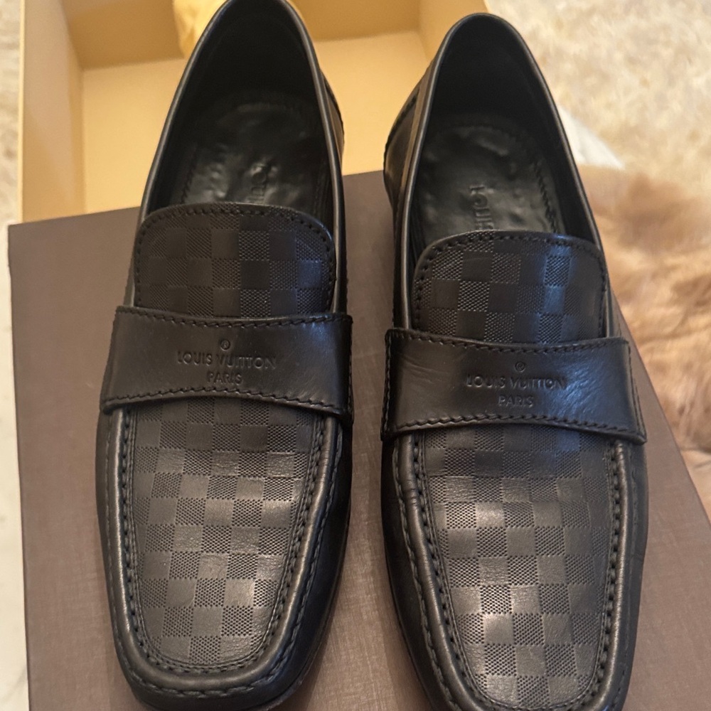 Louis Vuitton Checkered Black Loafers Men 8.5 Italian Size
